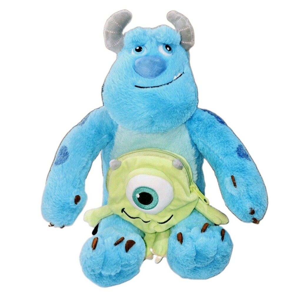 MONSTERS INC. Disney Mike & Sully Plush Zip Closure Travel Vacation Backpack